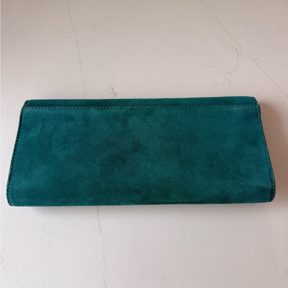 Elegant Teal Suede Clutch - Picture 5 of 6